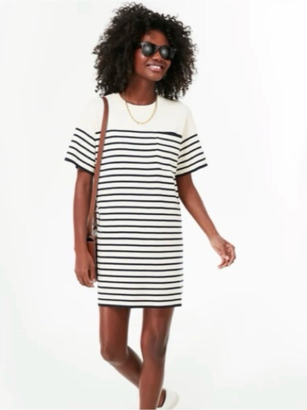 TUCKERNUCK Frenchie Mini Dress Short Sleeve Striped Cotton Size Medium